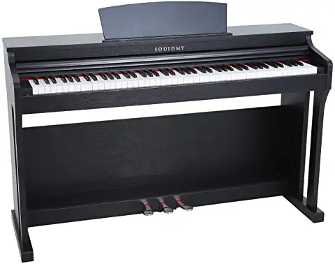 Souidmy S110 Digital Piano for Beginner,88-Key Full-Size Semi-Weighted Keyboard,with Furniture Stand and 3-Pedal Unit 